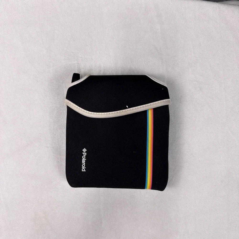 Polaroid Camera Pouch Case Black Neoprene Rainbow Stripe Retro Sleeve Small